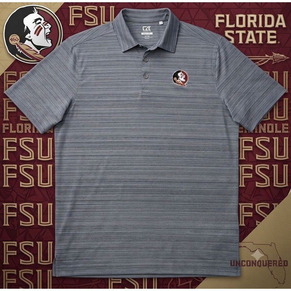 Cutter & Buck DryTec Men’s XL FSU Seminoles Polo Moisture Wicking Gray Shirt